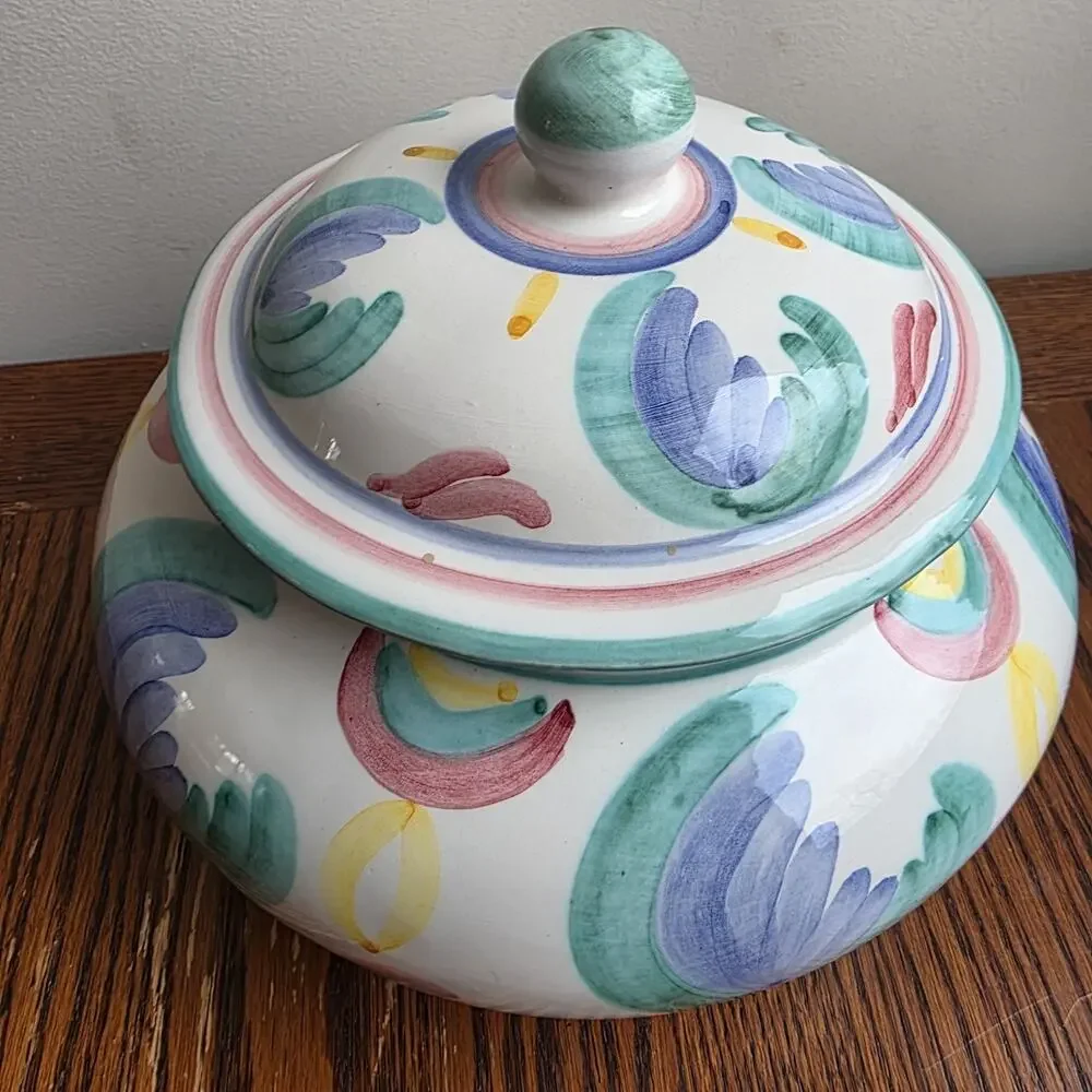 Vintage Vietri Colore Cookie Jar Made in Italy 1986 Pastels‎ Spring Nostalgia